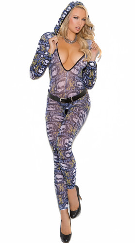 Elegant Moments Hooded Deep V Bodystocking