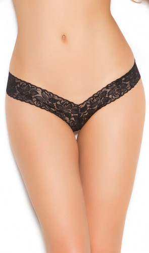 Elegant Moments Lace V Front Thong with Lace Up Back Detail