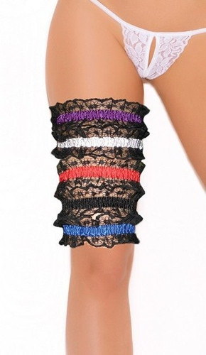 Elegant Moments Satin Leg Garters with Black Lace Trim