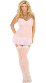Elegant Moments Queen Size Mesh Chemise with Embroidered Underwire Cups