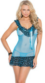 Elegant Moments Mesh Babydoll with Animal Print Trim