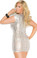 Elegant Moments Queen Size Cut Out Lame Mini Dress