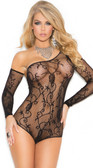 Elegant Moments Floral Pattern Fishnet Teddy