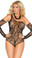 Elegant Moments Plus Size Floral Pattern Fishnet Teddy