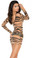 Elegant Moments Sheer Zebra Print Long Sleeve Mini Dress