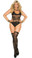 Elegant Moments Wave Pattern Crotchless Teddy and Matching Stockings - Queen Size