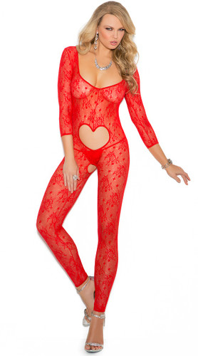 Elegant Moments Long sleeve Footless Lace Bodystocking - One Size