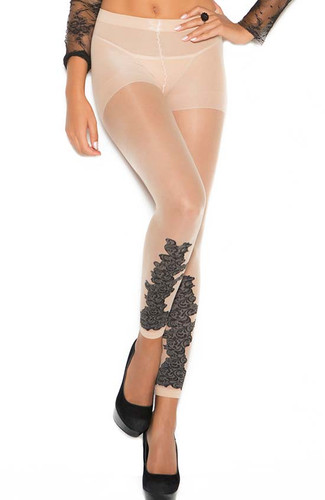 Elegant Moments Sheer Leggings with Floral Design