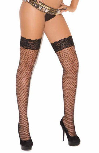Elegant Moments Fence Net Thigh Hi with Lace Top