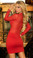 Mapale Long Sleeve Sheer Dress - Red