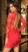 Mapale Lacy Long Sleeve Dress - Red