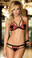 Mapale Sheer Mesh Bra and Panty Set - Red