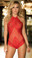 Mapale Sheer Lace Teddy - Red