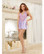 Dreamgirl Satin Charmeuse w/Scalloped Lace Trim & Criss Cross Adjustable Straps & Thong - Lavender