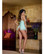 Dreamgirl Stretch Lace Mesh Flyaway Back Babydoll & Thong - Aqua