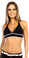 Fit By M Sexy Burn Adjustable Tie Athletic Ring Girl Gym Halter Top - Black/White