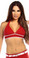 Fit By M Sexy Burn Adjustable Tie Athletic Ring Girl Gym Halter Top - Red/White