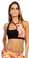 Fit By M Sexy Cut Out Flex Racer Back Supportive Sports Bra Top - Black/Sunflower