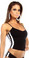 Fit By M Sexy Neon Trim Balance Work Out Triple Stripe Fitness Full Coverage Top - Black/White