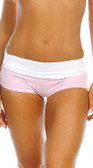 Fit By M Sexy Balance Roll Down Top Athletic Yoga Hot Pants - Baby Pink/White