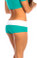 Fit By M Sexy Balance Roll Down Top Athletic Yoga Hot Pants - Teal/White