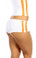 Fit By M Sexy Neon Trim Balance Work Out Triple Stripe Fitness Full Coverage Short - White/N.Orange