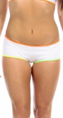 Fit By M Sexy Neon Trim Low Rise Fourt Dimension Athletic Stretch Comfort Short - White/N.Orange/N.Yellow/N.Green