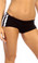 Fit By M Sexy Neon Trim Triple Stripe Fitness Core Mini Work Out Shorts - Black/White