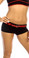 Fit By M Sexy Sport Band Low Rise Belted Ring Girl Core Gym Shorts - Black/Red