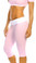 Fit By M Sexy Roll Down Sport Band Stretch To Fit Shred Capri Yoga Leggings -  Baby Pink/White