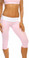 Fit By M Sexy Roll Down Sport Band Stretch To Fit Shred Capri Yoga Leggings -  Baby Pink/White