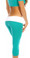 Fit By M Sexy Roll Down Sport Band Stretch To Fit Shred Capri Yoga Leggings -  Teal/White