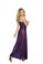 Elegant Moments Deep V Mesh Gown with Lace Inserts
