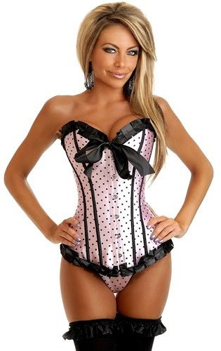 Daisy Corset Pink Burlesque Polka Dot Corset