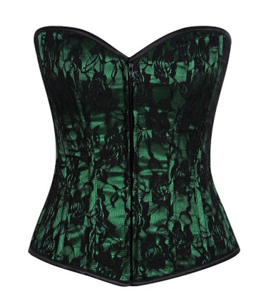 Daisy Corset Lavish Green Lace Front Zipper Corset