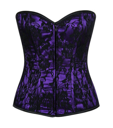Daisy Corset Lavish Purple Lace Front Zipper Corset