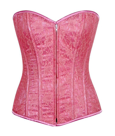 Daisy Corset Lavish Pastel Pink Lace Front Zipper Corset