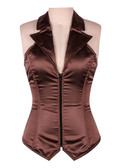 Daisy Corset Lavish Brown Collared Front Zipper Corset