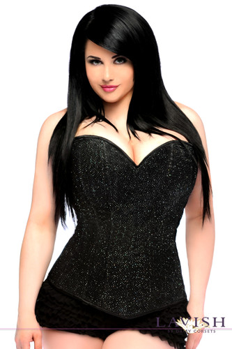 Daisy Corset Lavish Black Glitter Side Zipper Corset