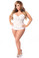 Daisy Corset Top Drawer White Lace Steel Boned Corset with Rhinestone