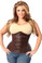 Daisy Corset Top Drawer Dark Brown Distressed Faux Leather Underbust Buckle Corset