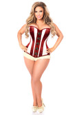 Daisy Corset Top Drawer Ivory/ Dark Red Steel Boned Corset with Clasp Closure