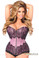Daisy Corset Top Drawer Purple Brocade Steel Boned Corset with Black Eyelash Lace