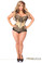 Daisy Corset Top Drawer Tan Brocade Steel Boned Corset with Black Eyelash Lace