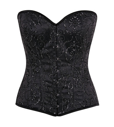 Daisy Corset Top Drawer Elegant Black Embroidered Steel Boned Corset