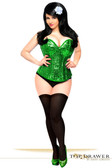 Daisy Corset Top Drawer Green Sequin Steel Boned Corset