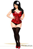 Daisy Corset Top Drawer Red Sequin Steel Boned Corset