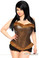 Daisy Corset Top Drawer Brown Steel Boned Faux Leather Fur Trimmed Corset