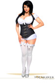 Daisy Corset Top Drawer Denim Steel Boned Underbust Corset with Buckles