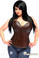 Daisy Corset Top Drawer Dark Brown Distressed Faux Leather Steel Boned Corset Top